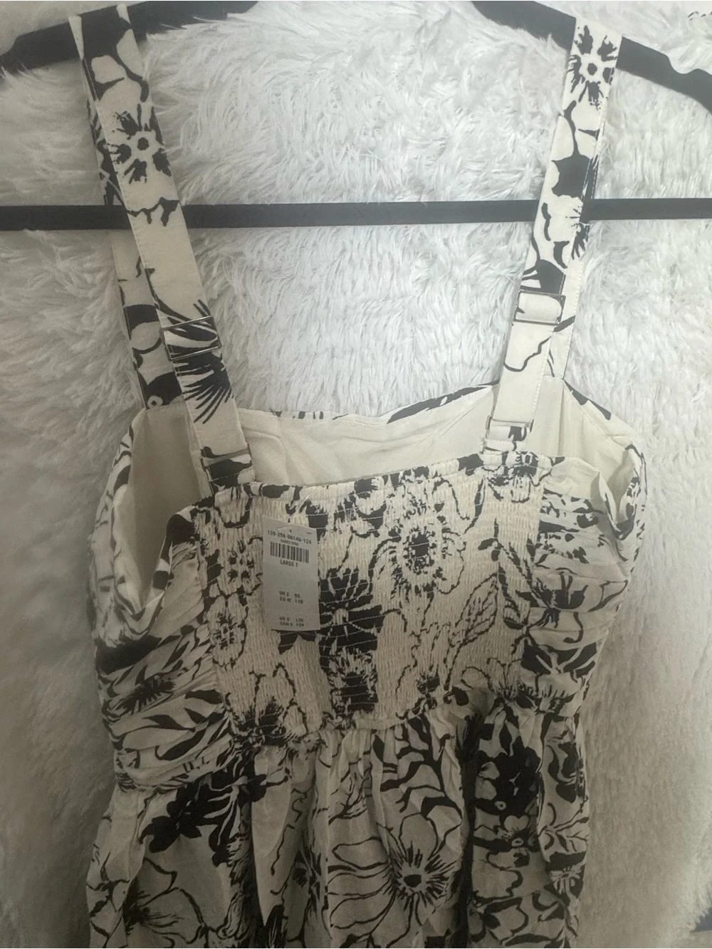 Abercrombie & Fitch Black and White Floral Tiered Maxi Dress